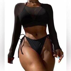 Ella Lust 3 Pcs Swimsuit . NWOT still sanitary taped black Large Mesh cover